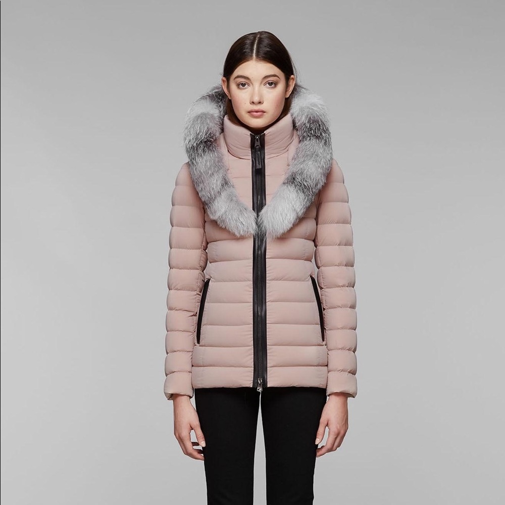 Mackage Kadalina Light Down Jacket w/ Fur Collar, Petal, Small
